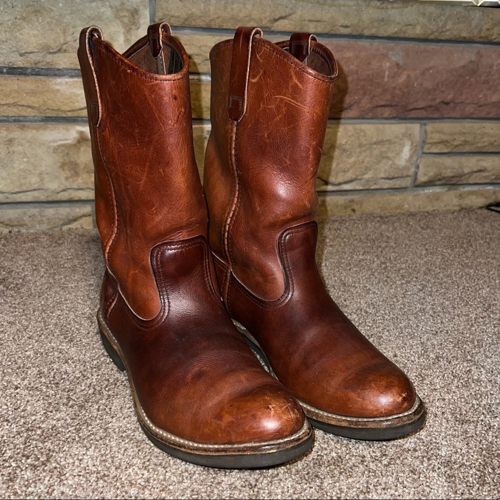 Vintage Eddie Bauer Western Cowboy Leather Work Boots Mens Size 8 EE